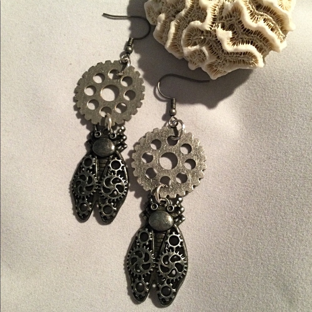 Cicada Earrings,Steampunk Earrings, Unique OOAK